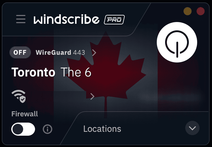 Windscribe in disconnected state
