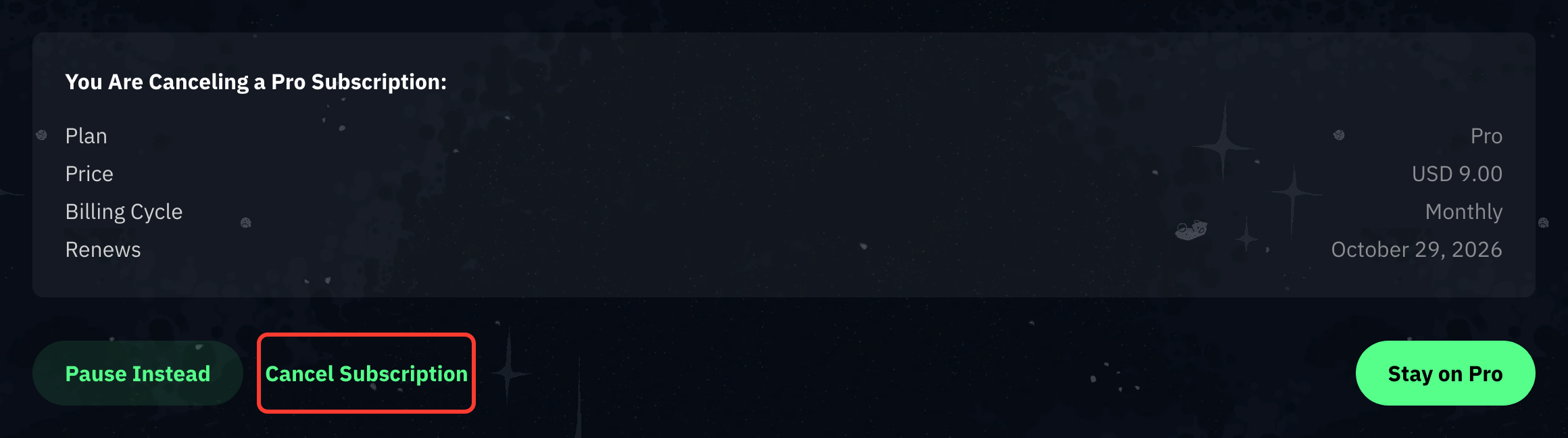 Cancel Subscription on the Think Before You Cancel page