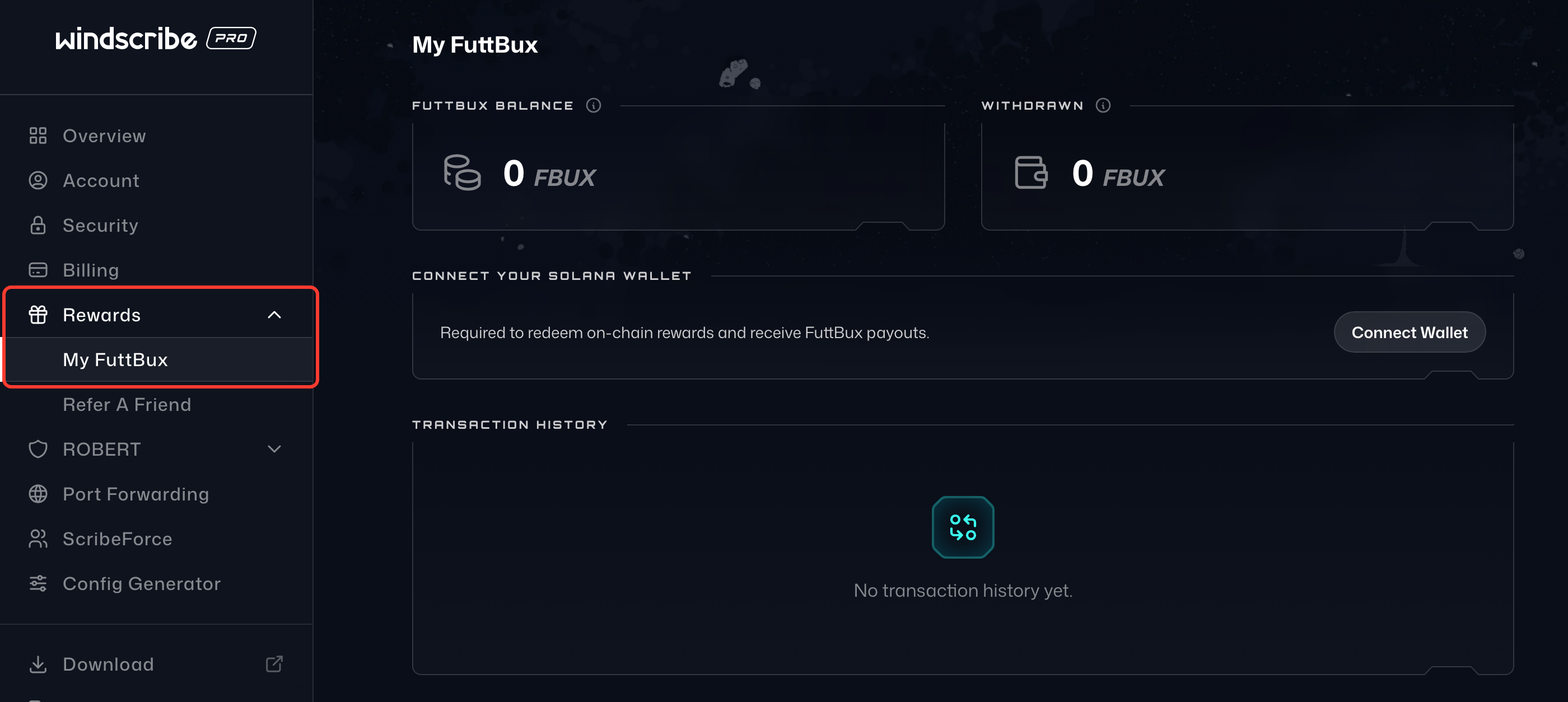 My FuttBux tab in My Account